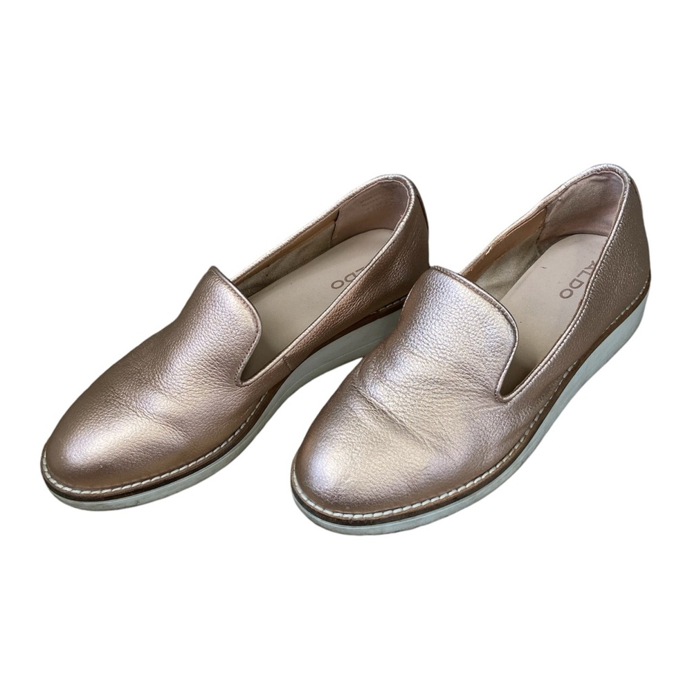 Aldo Metallic Rose Gold Faux Leather Loafer